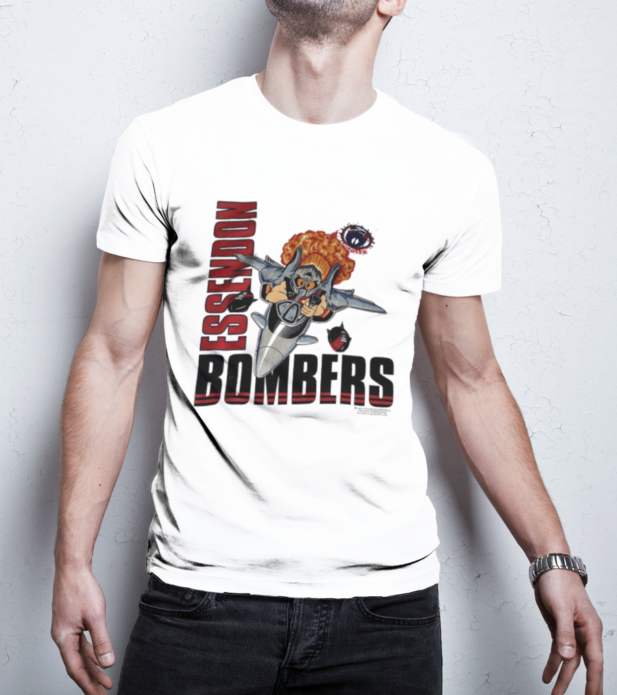 Essendon Bombers Fighter Jet Character Vintage 1992 T-Shirt