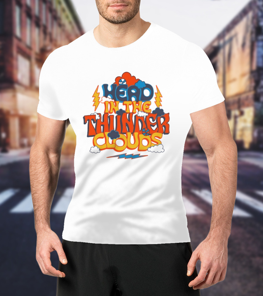 Head In The Thunder Clouds Basketball Lightning Thunderstorms T-Shirt