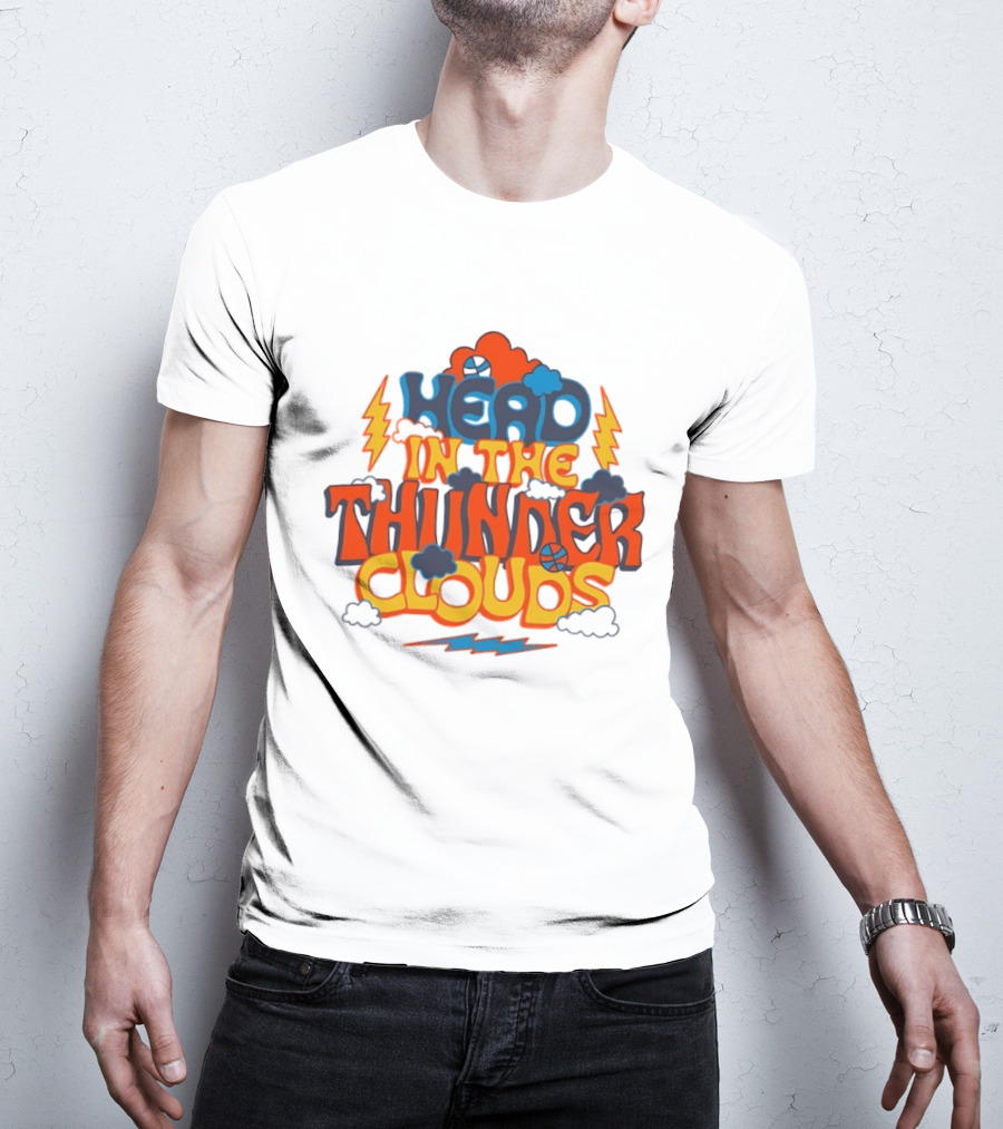 Head In The Thunder Clouds Basketball Lightning Thunderstorms T-Shirt