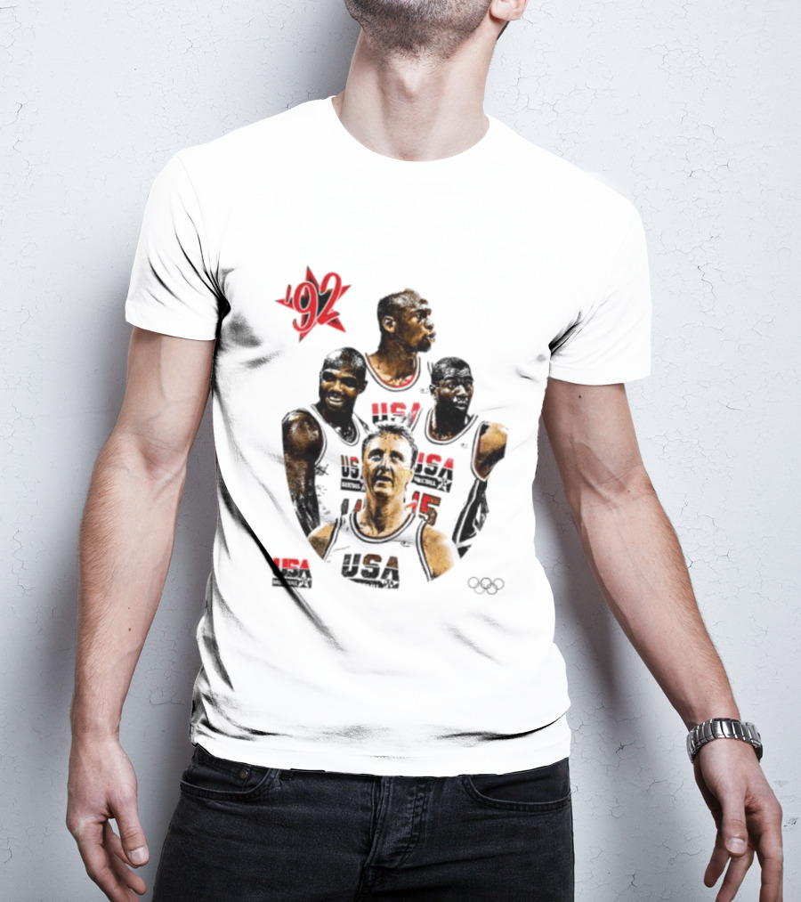 Jordan Charles Barkley Magic Johnson Larry Bird 1992 USA Basketball Dream Team T-Shirt