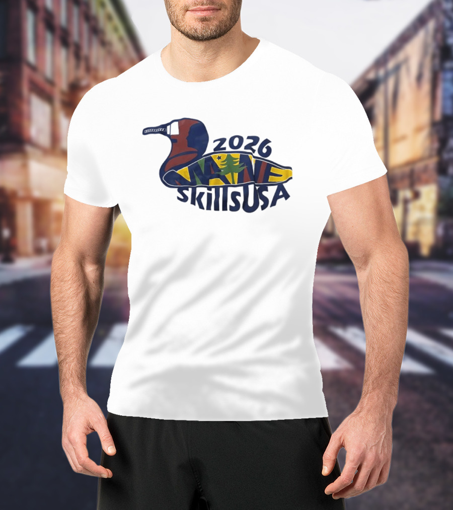 Maine 2026 SkillsUSA Loon Silhouette With State Flag T-Shirt