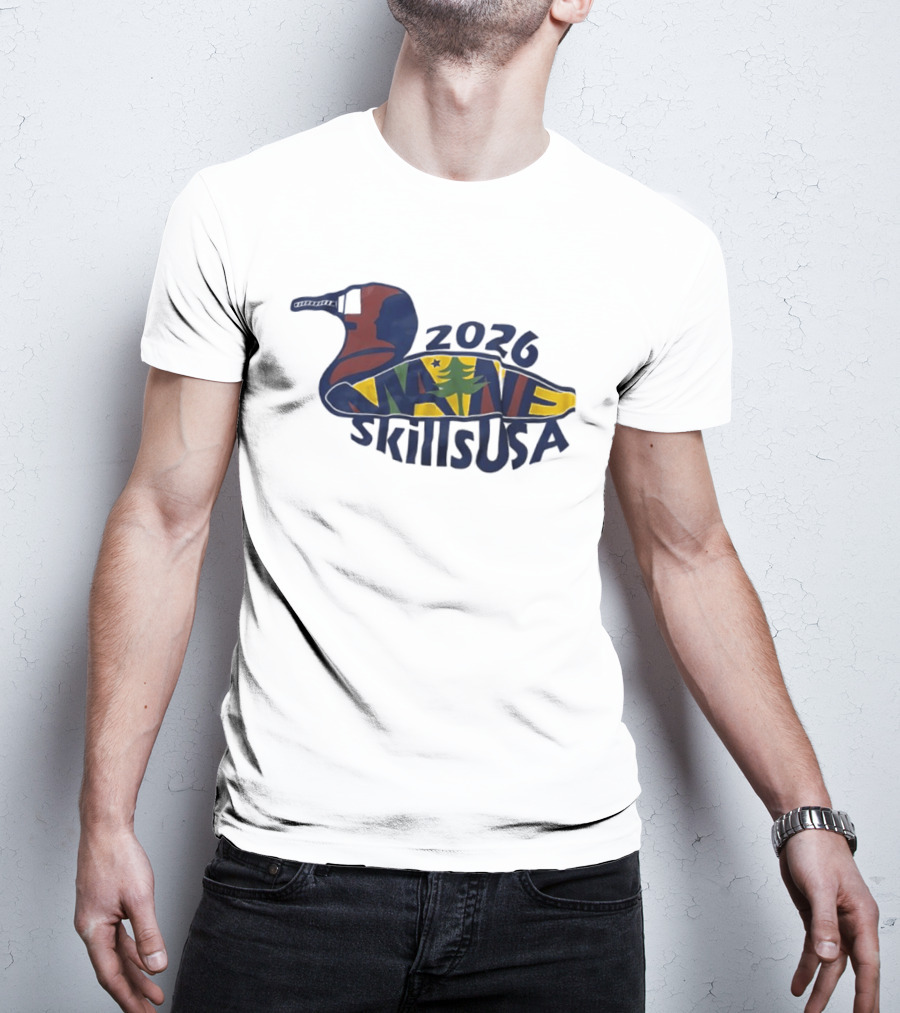 Maine 2026 SkillsUSA Loon Silhouette With State Flag T-Shirt