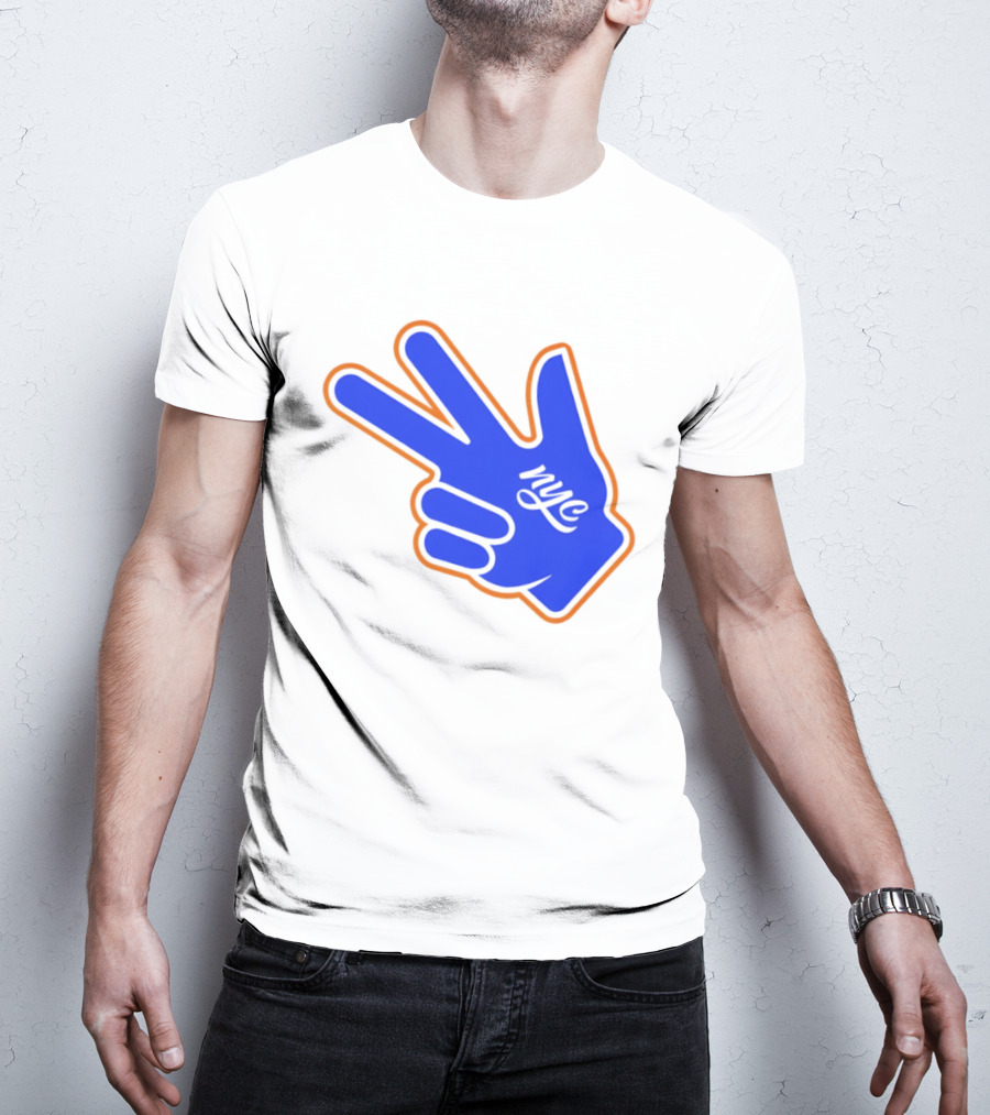 New York Knicks NYC Basketball Peace Sign Three Pointer T-Shirt