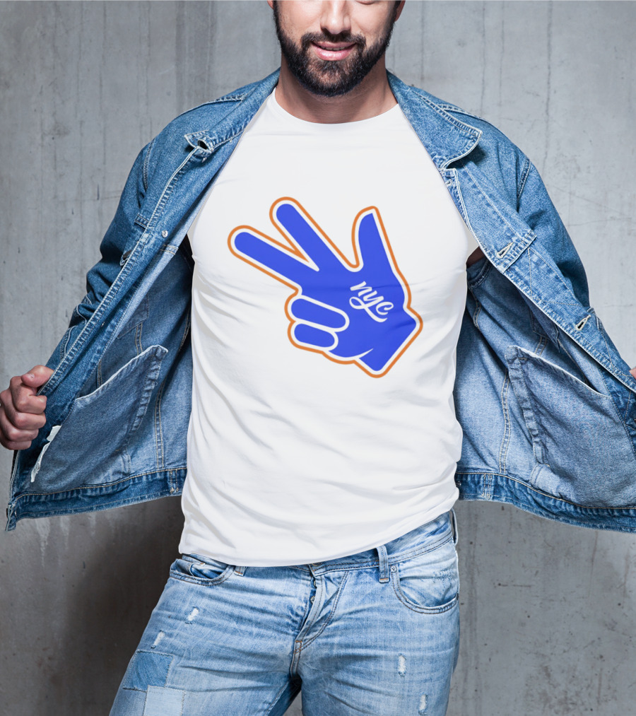 New York Knicks NYC Basketball Peace Sign Three Pointer T-Shirt