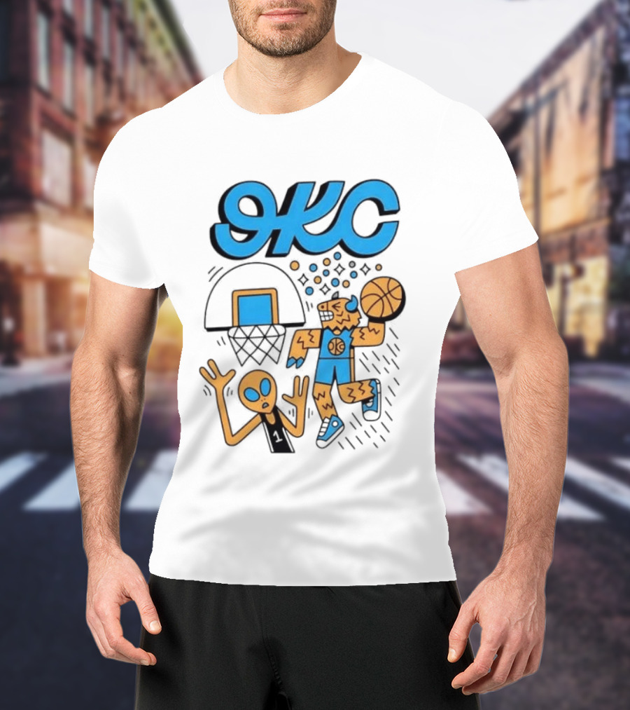 OKC Thunder Rumble Dunk Alien Basketball T-Shirt
