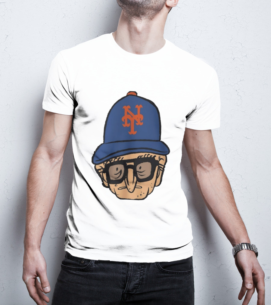 Old Jewish Men Big Head Caricature Mets Cap T-Shirt