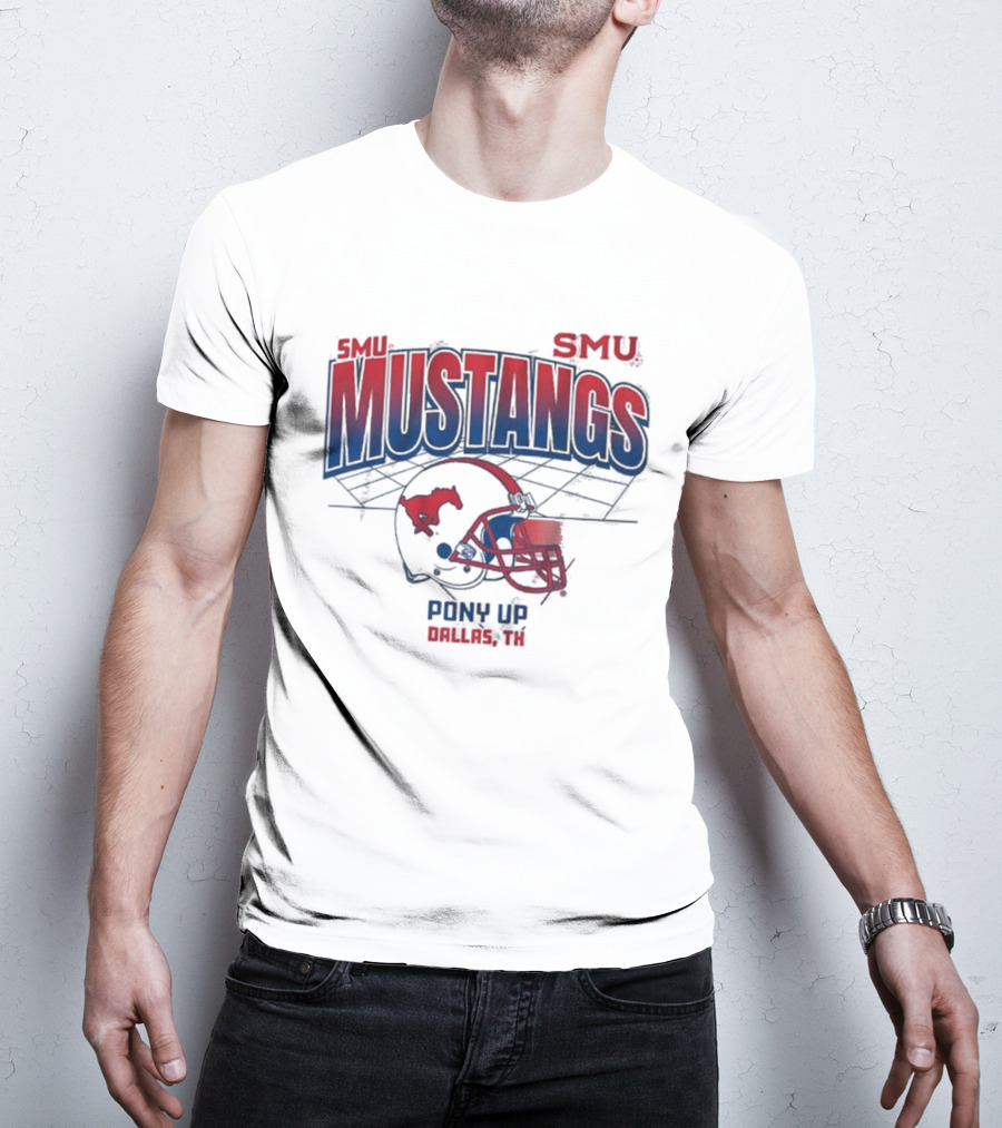SMU Mustangs Pony Up Dallas Texas Football Helmet T-Shirt