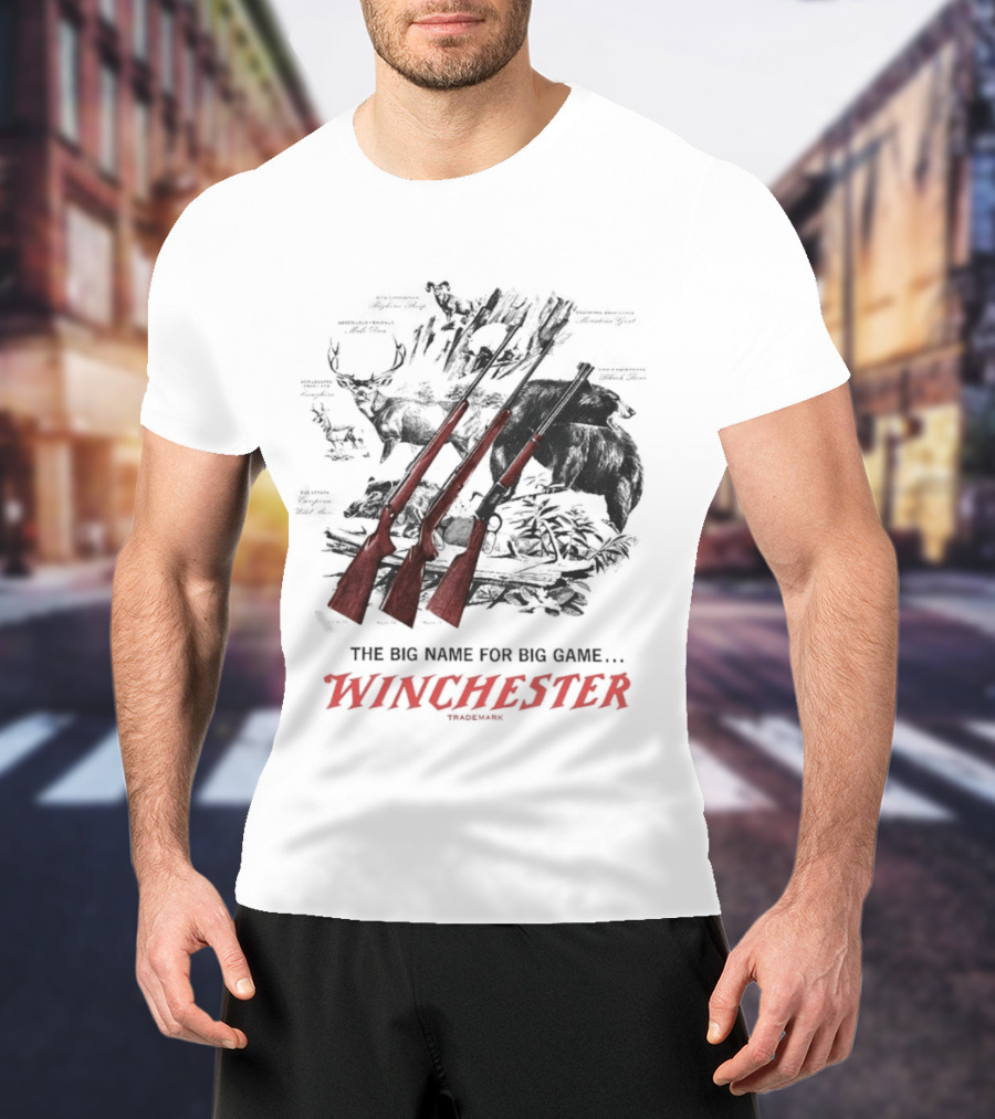 The Big Name For Big Game Winchester Heavyweight Three Rifles T-Shirt
