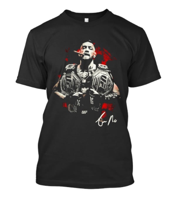 Conor McGregor Cigar UFC Champion Double Belt Signature T-Shirt