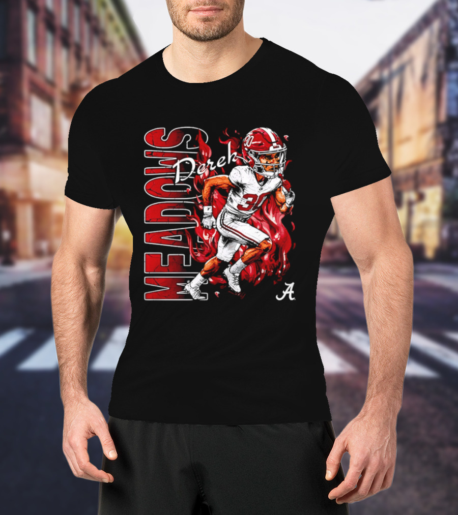 Derek Meadows Alabama Football NCAA Caricature Crimson Tide Player No. 30 T-Shirt