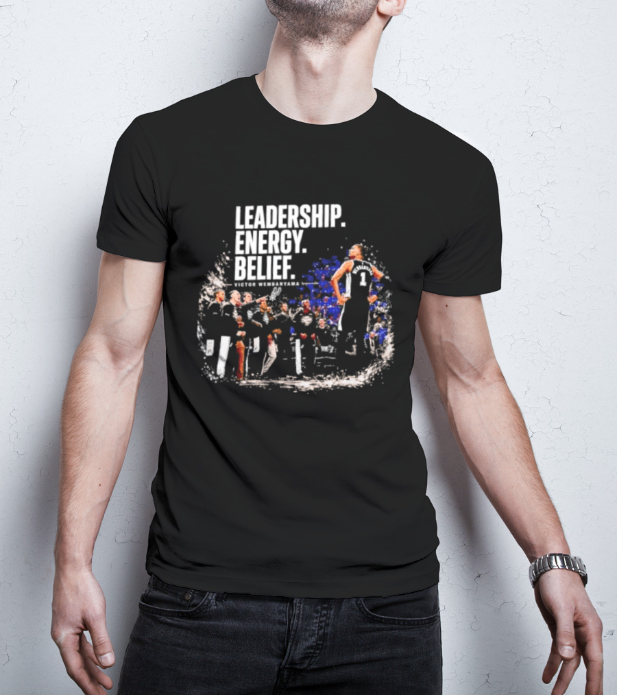 Leadership Energy Belief Victor Wembanyama Basketball Team Triumph T-Shirt
