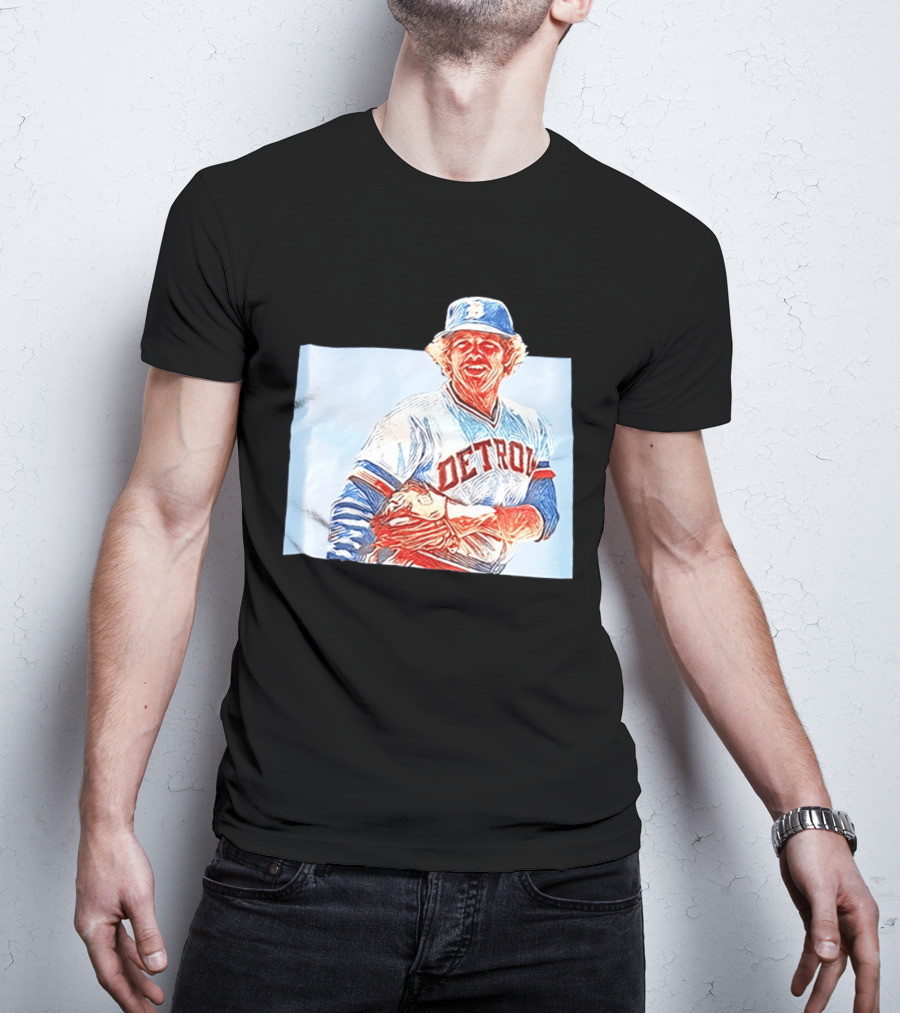 Detroit Tigers Mark Fidrych Vintage Baseball T-Shirt