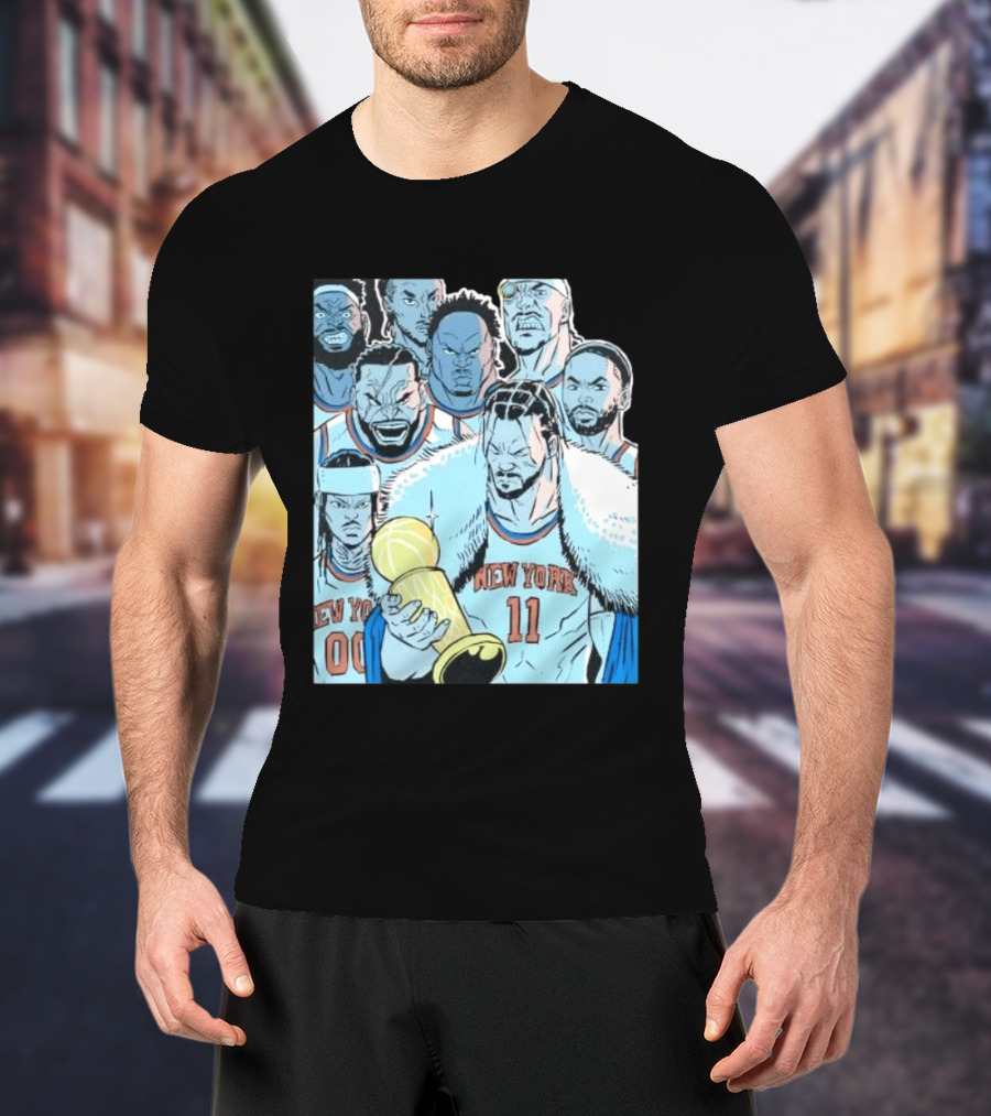 New York Knicks 2026 Invincible Indefensible Trophy Comic Style Basketball Team T-Shirt