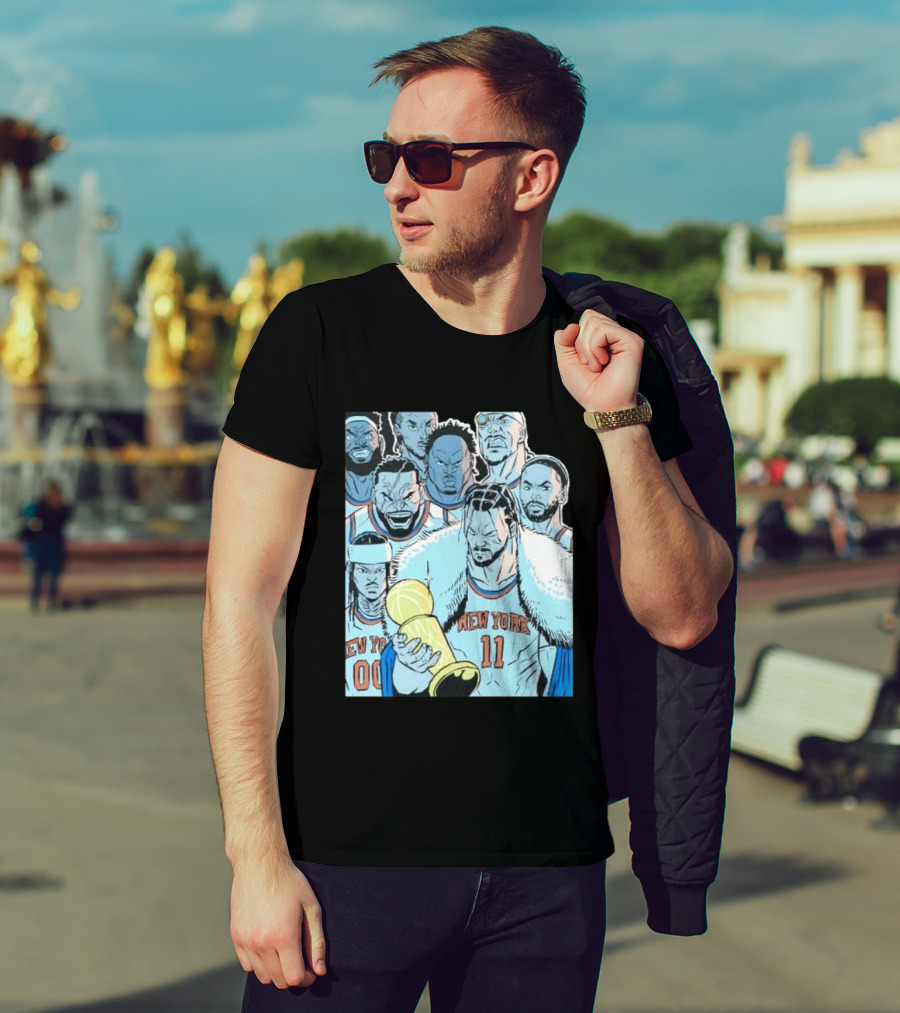 New York Knicks 2026 Invincible Indefensible Trophy Comic Style Basketball Team T-Shirt