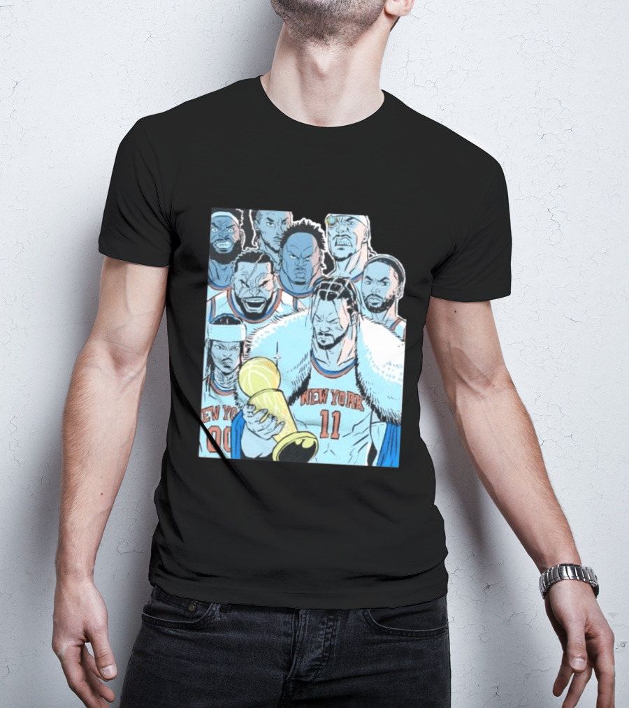 New York Knicks 2026 Invincible Indefensible Trophy Comic Style Basketball Team T-Shirt