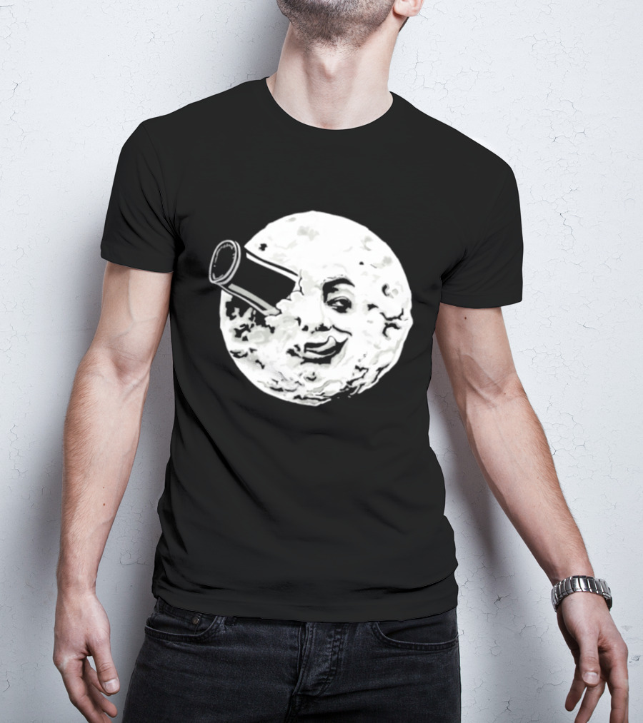 A Creamy Trip To The Moon Face Icon Rocket Classic Vintage Movie Scene T-Shirt