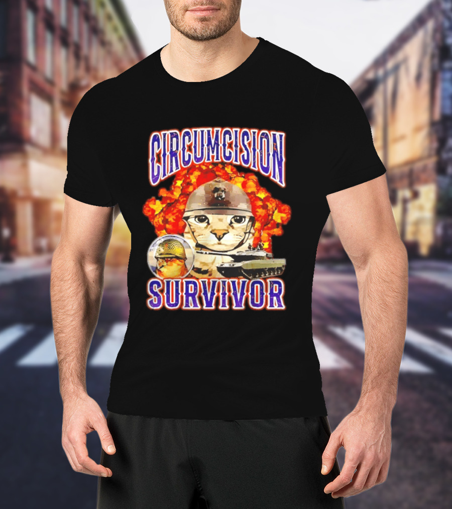 Circumcision Survivor Cat Explosion Tank Helmet T-Shirt
