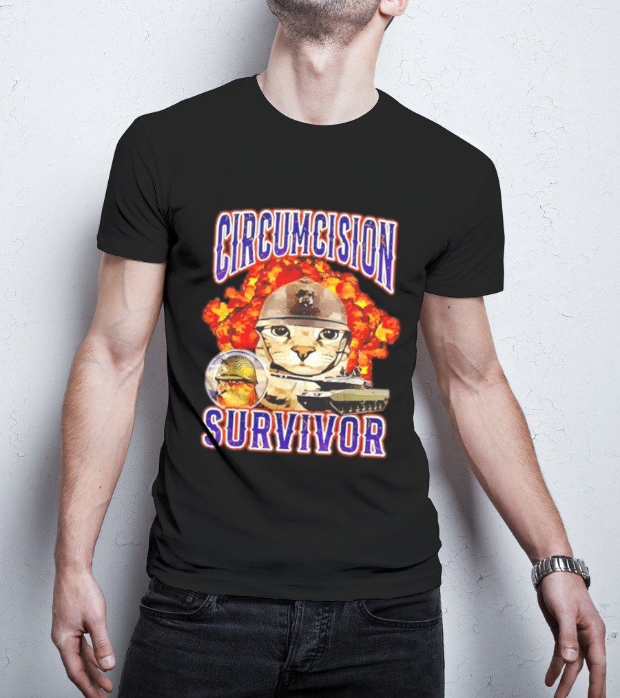 Circumcision Survivor Cat Explosion Tank Helmet T-Shirt