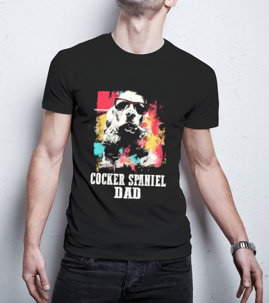 Cocker Spaniel Dad Colorful Sunglasses Father's Day 2026 T-Shirt