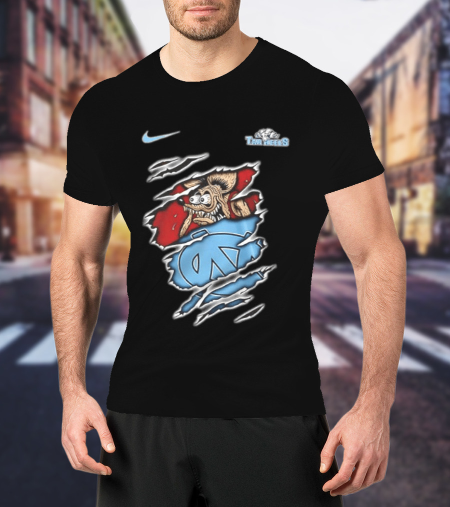 Nike North Carolina Tar Heels NCAA Rat Fink Built To Not To Bow Blue White T-Shirt