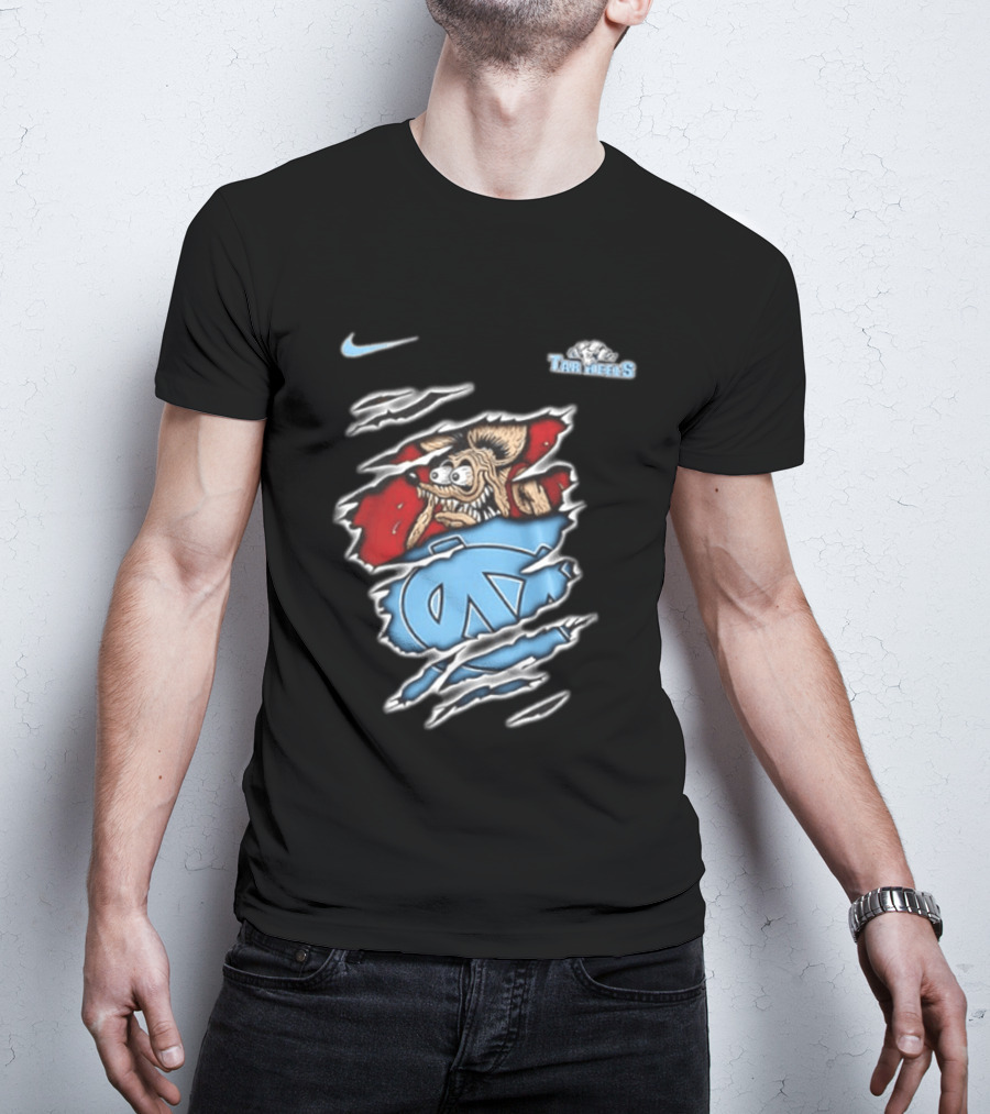Nike North Carolina Tar Heels NCAA Rat Fink Built To Not To Bow Blue White T-Shirt