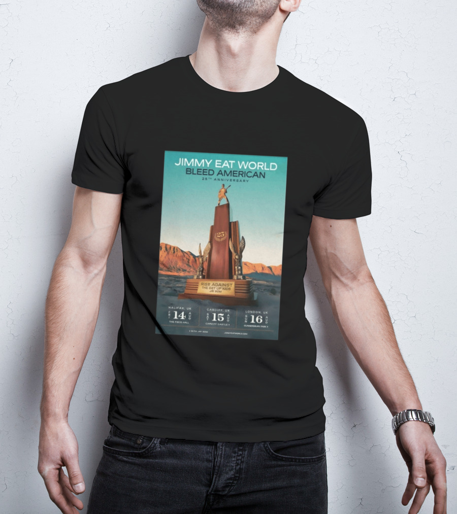Jimmy Eat World Bleed American 25th Anniversary Aug 14 2026 The Piece Hall Halifax UK With Rise Against The Get Up Kids T-Shirt