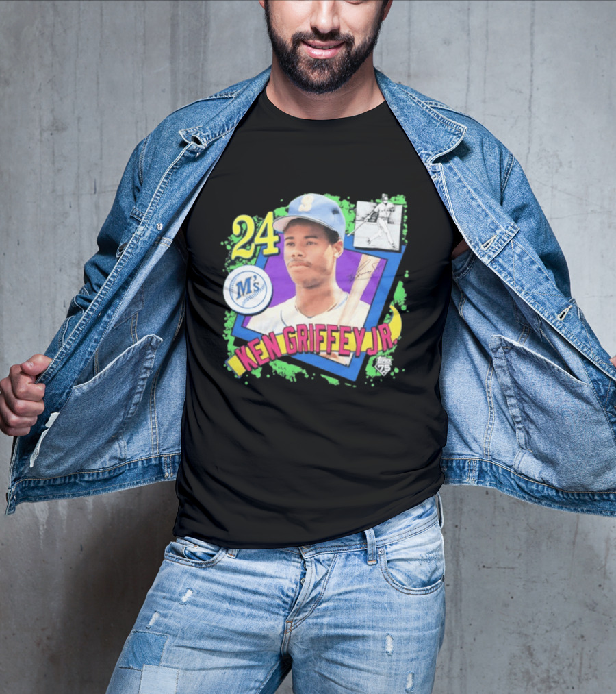 Ken Griffey Jr 24 Seattle Mariners Baseball Card Retro Topps 75 M's T-Shirt