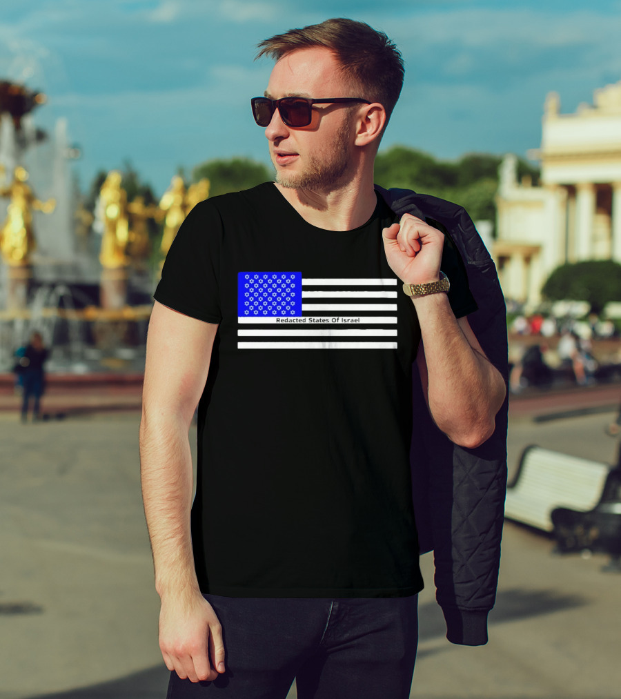 Redacted States Of Israel Flag With Stars And Stripes T-Shirt