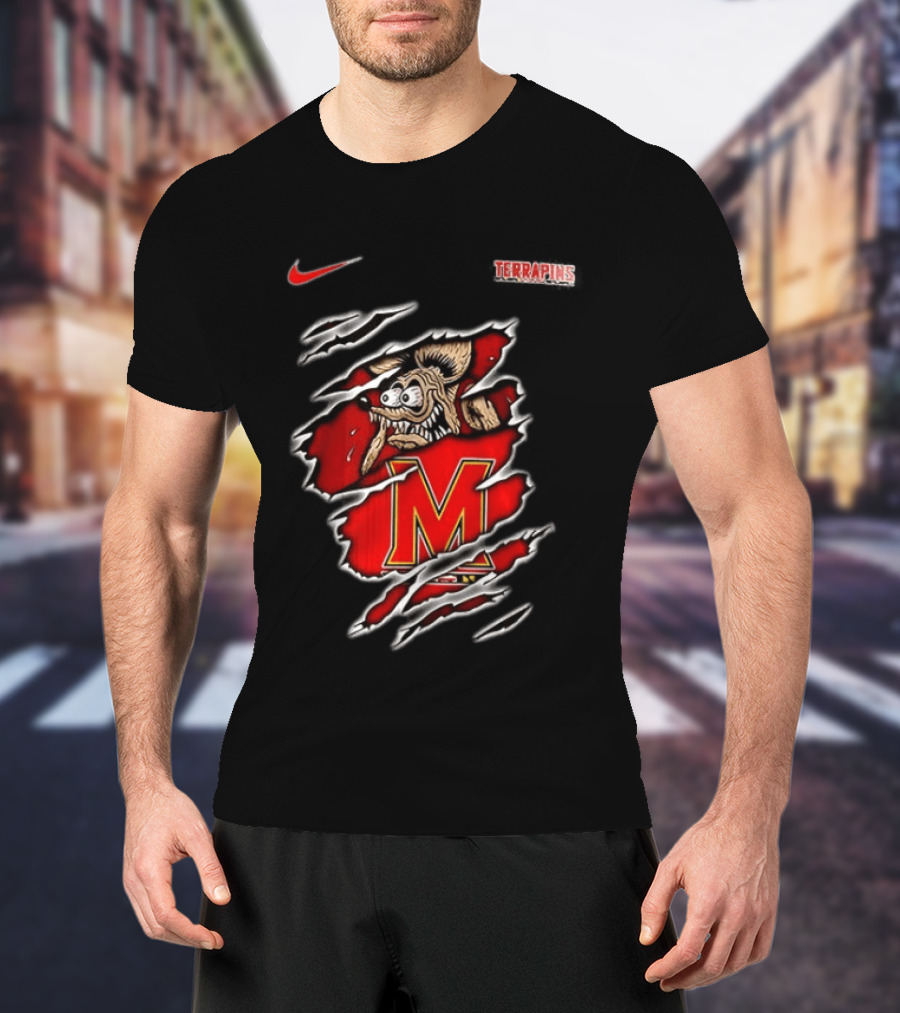 Maryland Terrapins NCAA Rat Fink Built To Not Bow Nike Terrapins Rugged Ripped T-Shirt