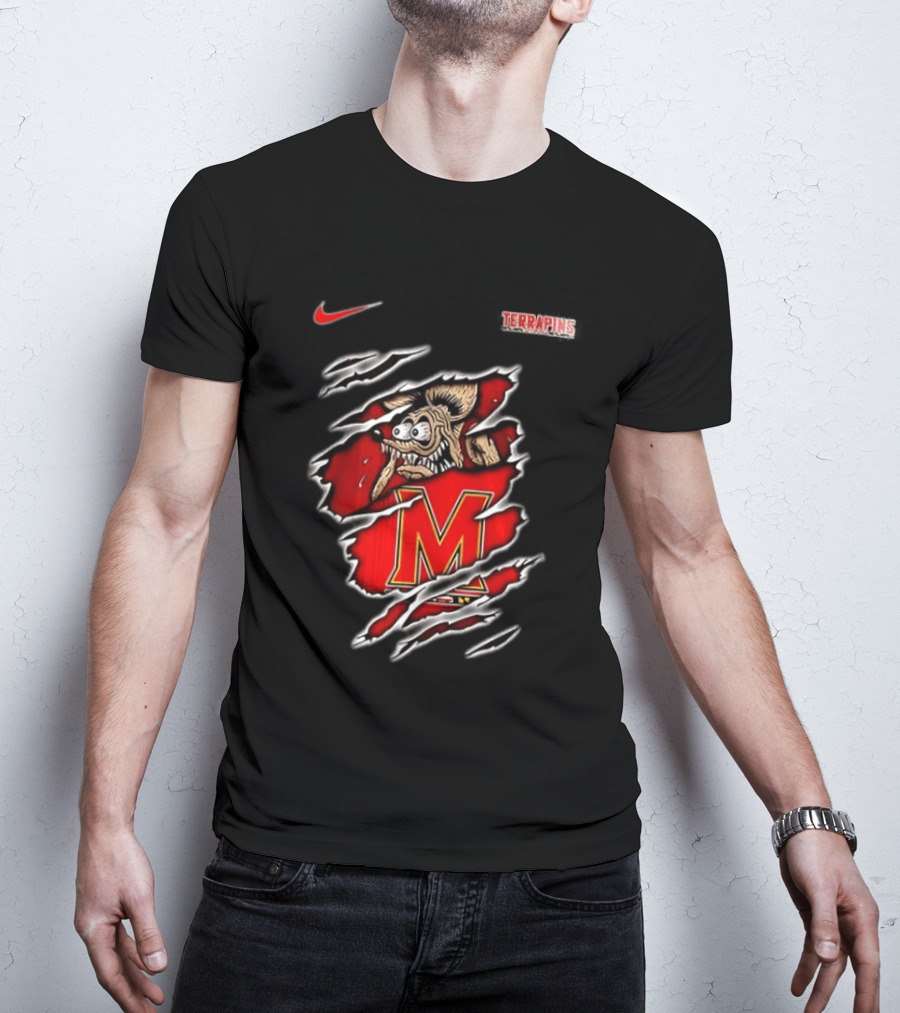 Maryland Terrapins NCAA Rat Fink Built To Not Bow Nike Terrapins Rugged Ripped T-Shirt