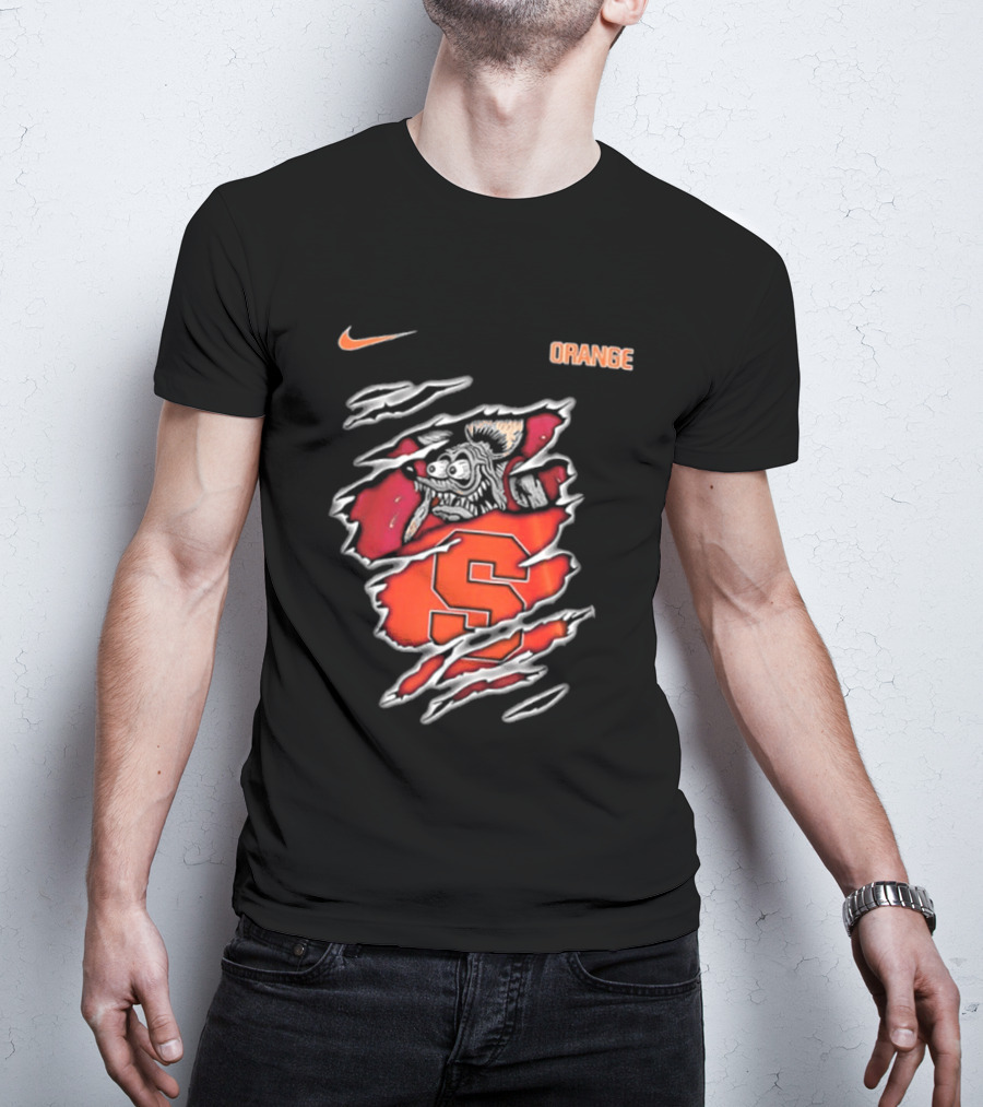 Nike Syracuse Orange S Logo Rat Fink Built To Not Bow T-Shirt