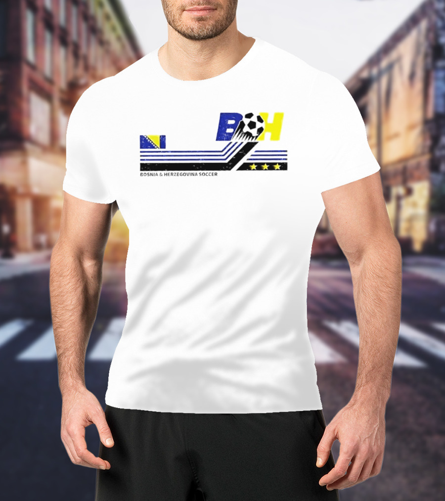 Bosnia Herzegovina Soccer BH Flag Three Stars Football T-Shirt