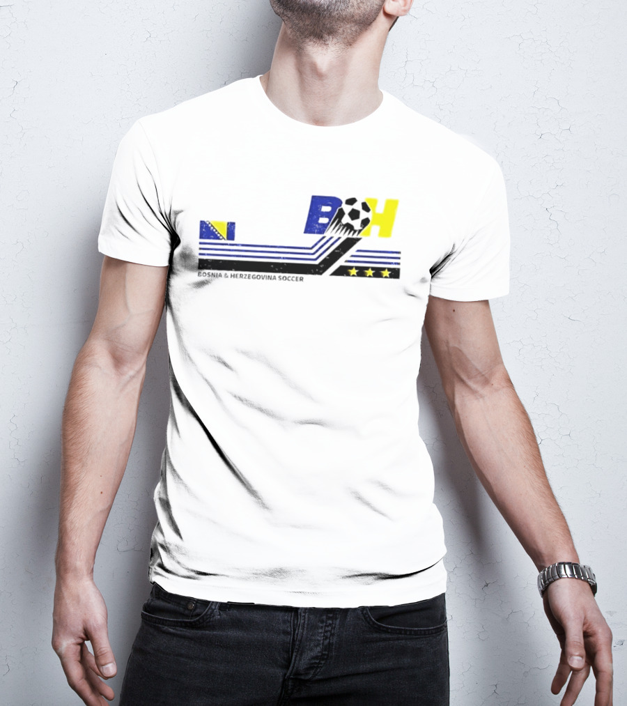 Bosnia Herzegovina Soccer BH Flag Three Stars Football T-Shirt