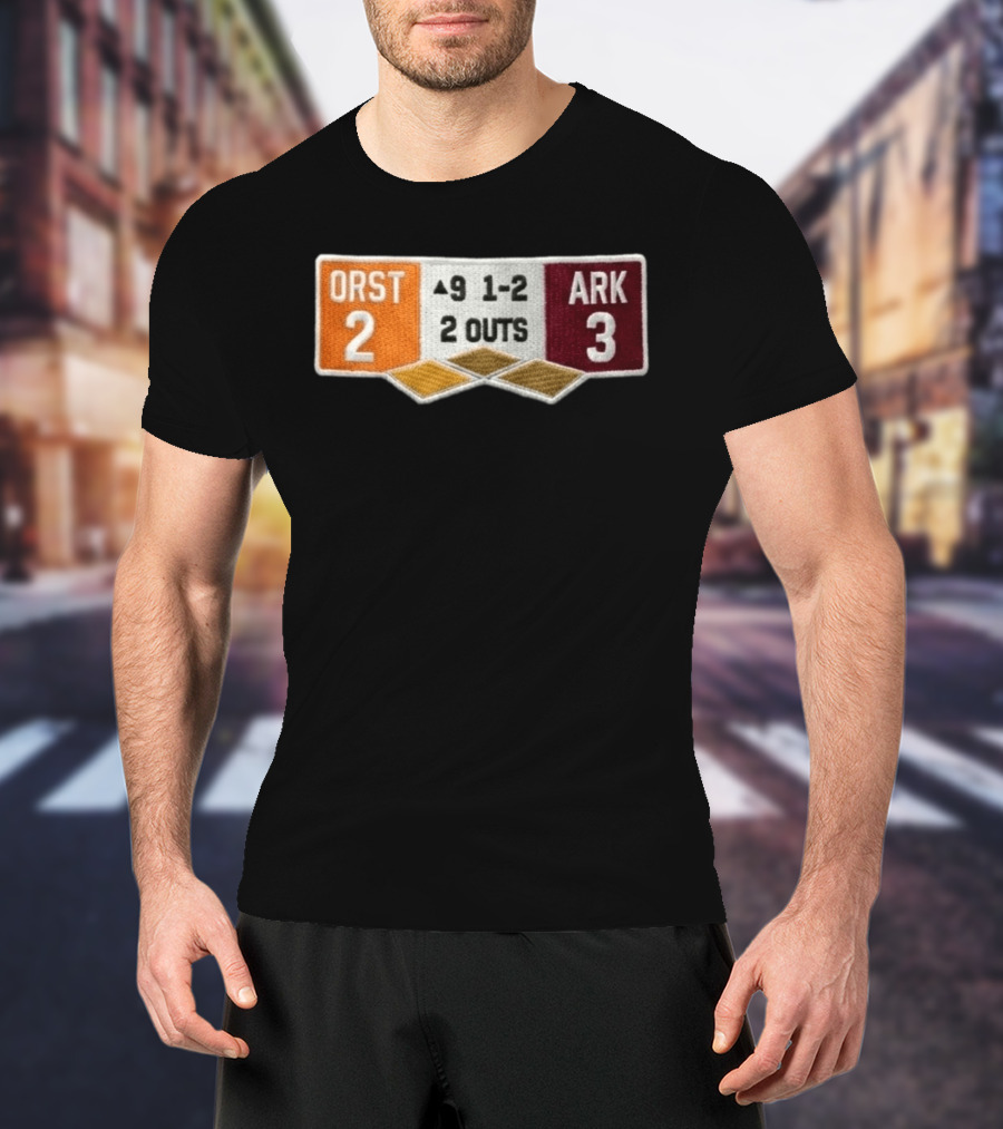 ORST 2 ARK 3 Scoreboard 9 1 2 2 Outs Baseball Patch T-Shirt
