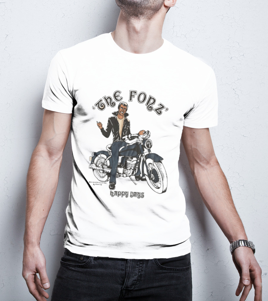 The Fonz Happy Days Motorcycle Coolness Retro 70s Vibes T-Shirt