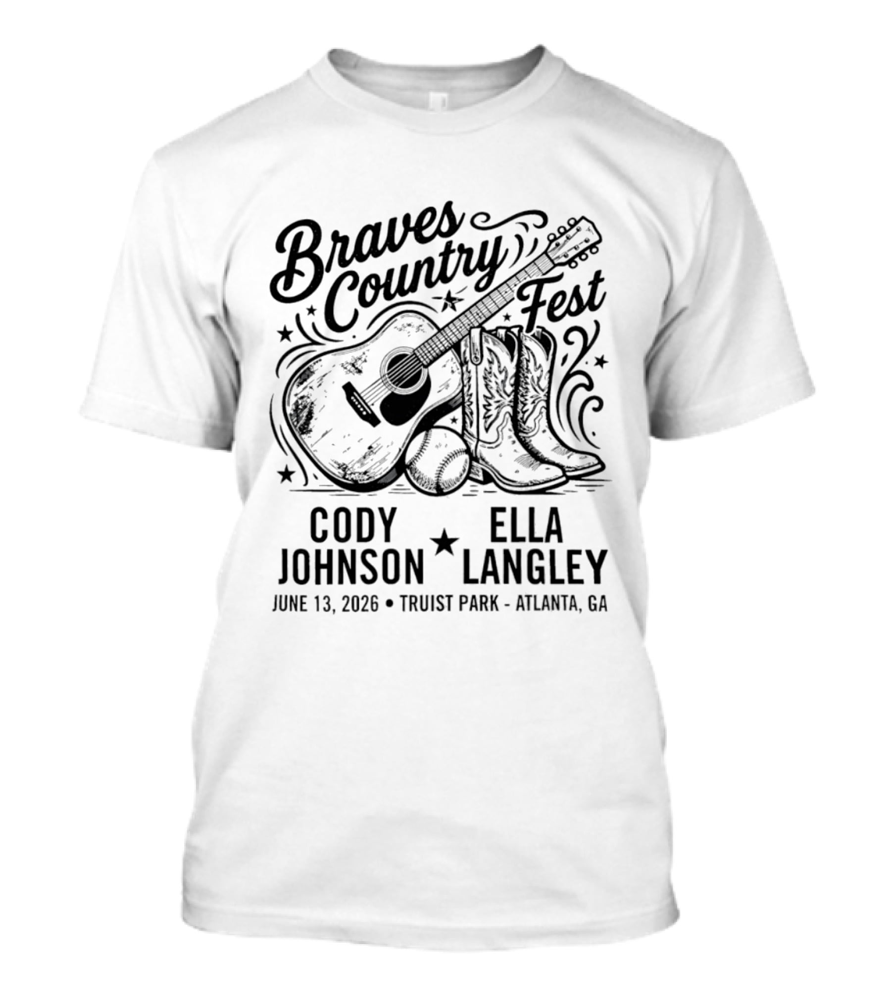 Braves Country Fest Guitar Boots Cody Johnson Ella Langley Truist Park June 2026 T-Shirt