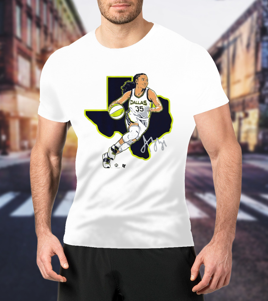 Dallas Basketball 35 Texas Map Player Dribbling T-Shirt