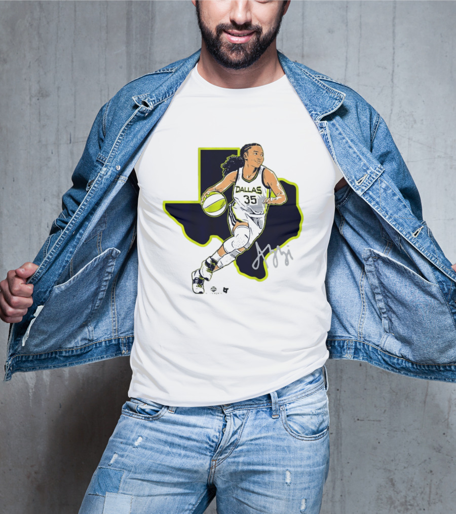 Dallas Basketball 35 Texas Map Player Dribbling T-Shirt