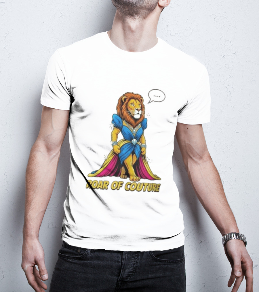 Roar Of Couture Elegant Lion In Royal Blue Gown T-Shirt