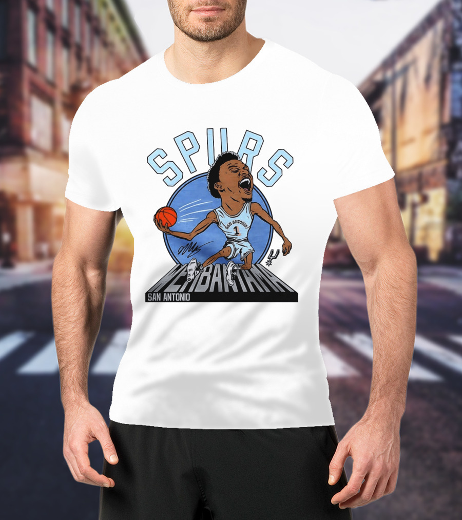 Spurs San Antonio Keldon Johnson Caricature Wembanyama 2026 NBA Basketball T-Shirt