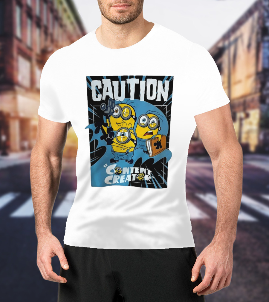 Caution Minions Content Creator Fun T-Shirt