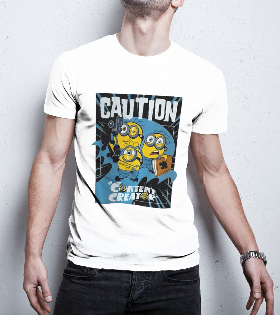 Caution Minions Content Creator Fun T-Shirt