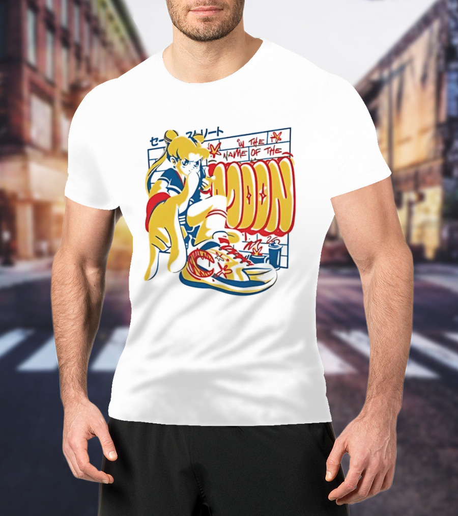 Sailor Moon Urban Scout In The Name Of The Moon Graffiti Style Sneakers T-Shirt