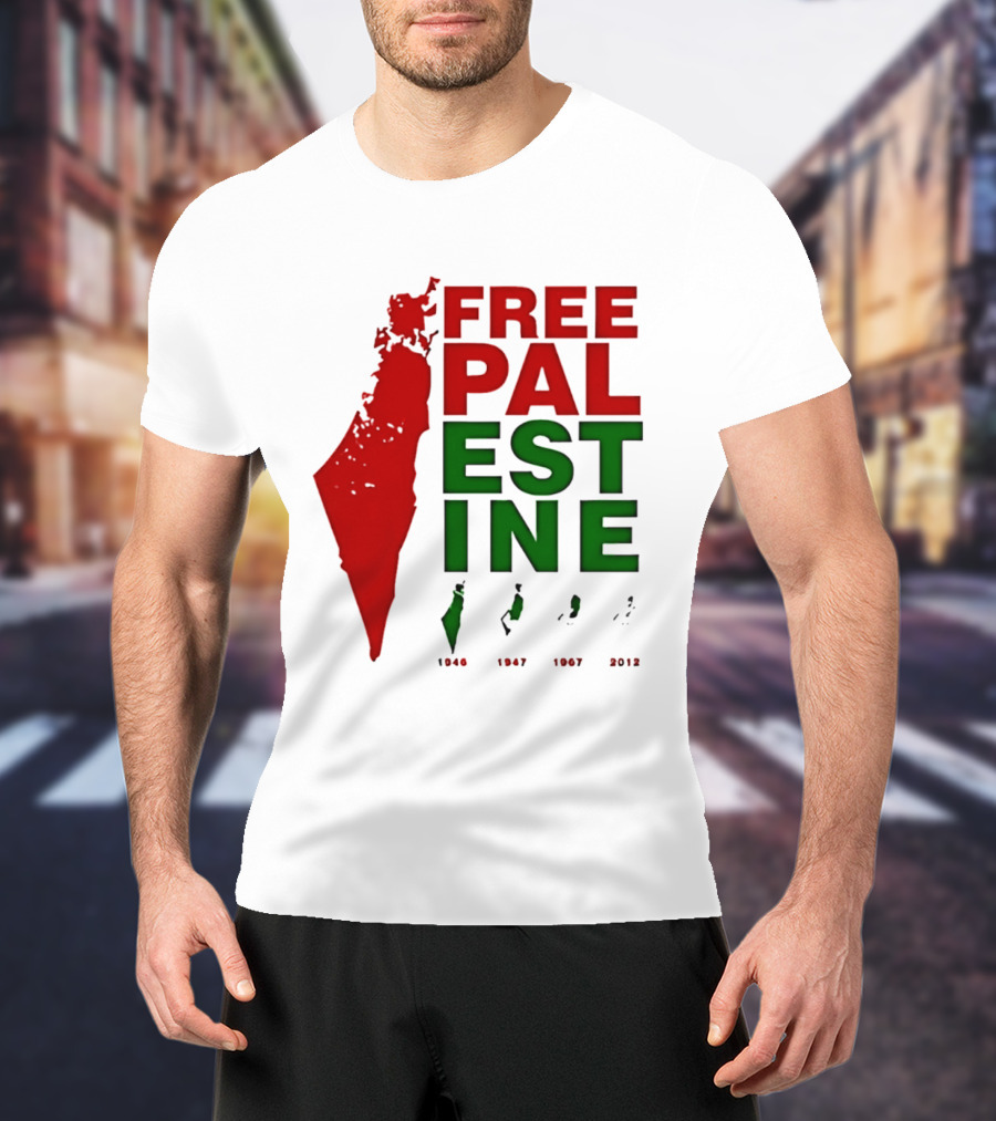 Free Palestine 1946 1947 1967 2012 Map T-Shirt