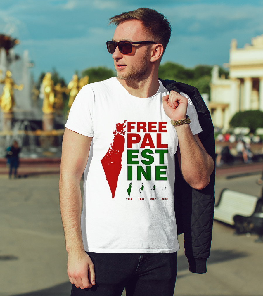 Free Palestine 1946 1947 1967 2012 Map T-Shirt