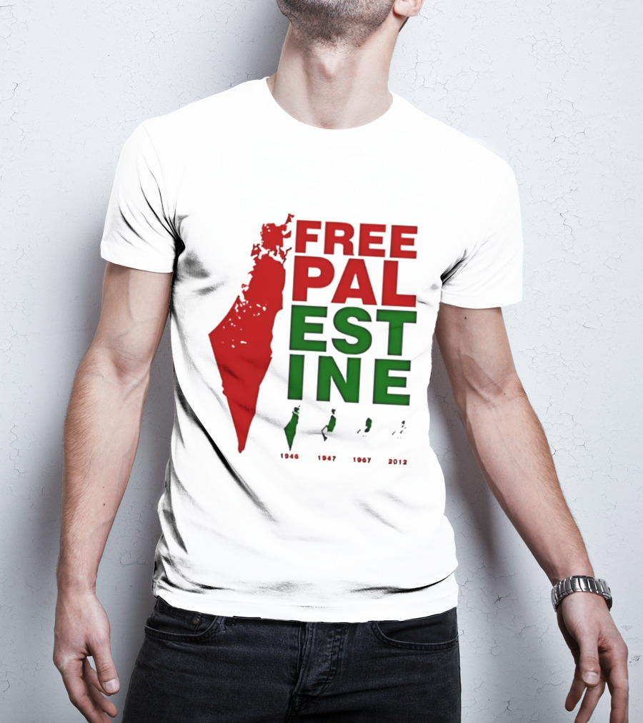 Free Palestine 1946 1947 1967 2012 Map T-Shirt