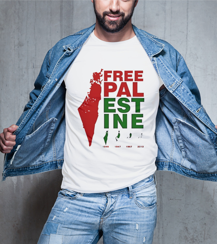 Free Palestine 1946 1947 1967 2012 Map T-Shirt
