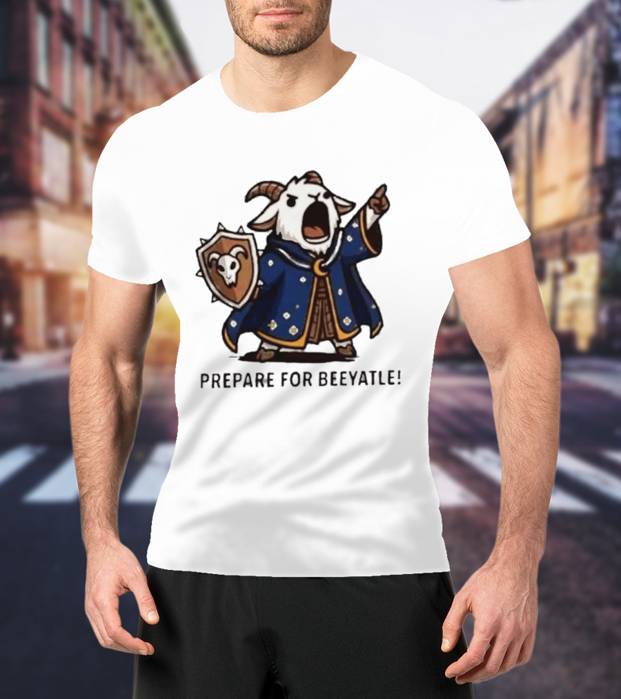 Wizard Goat Prepare For Beeyatle Fantasy Battle Mage Cloak Shield T-Shirt
