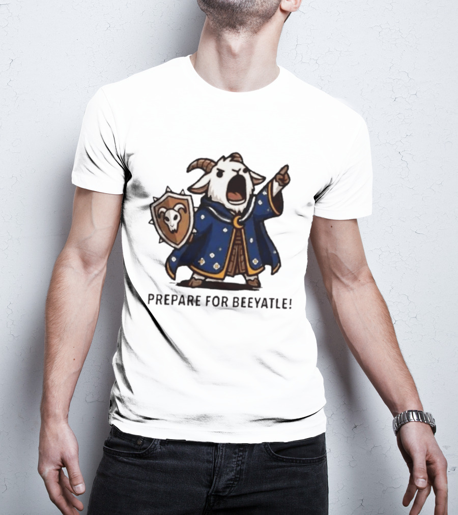 Wizard Goat Prepare For Beeyatle Fantasy Battle Mage Cloak Shield T-Shirt