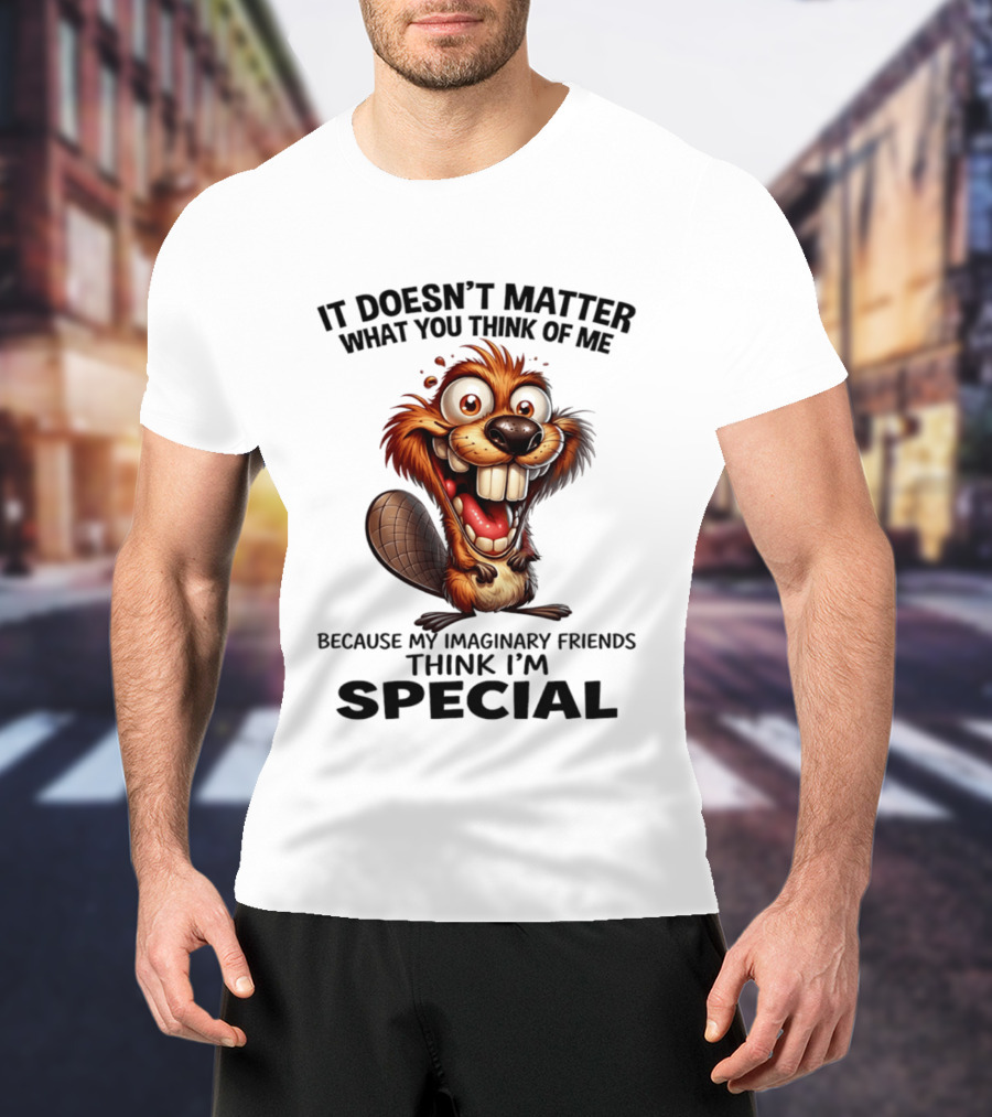 It Doesn't Matter What You Think Of Me Because My Imaginary Friends Think I'm Special Cartoon T-Shirt